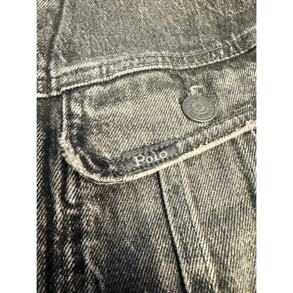 Polo Ralph Lauren Black Denim Trucker Jacket Womens S Buffalo Plaid Lined - Picture 5 of 12